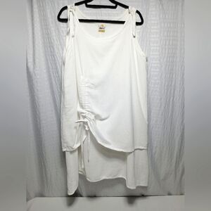 ABACA 100%Cotton Teired Sleeveless Midi Dress. Size L